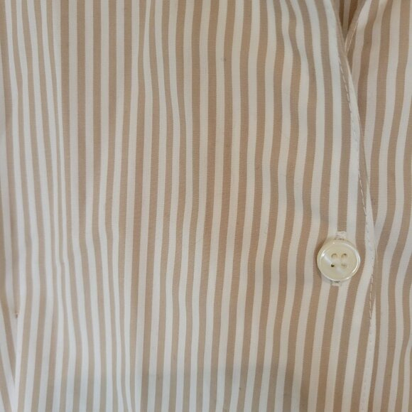 CALVIN KLEIN Blouse Tan & White Stripes - Picture 7 of 10